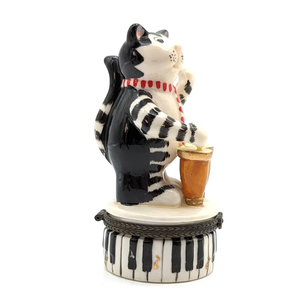 Bongo Playing Cat Hinged Trinket Box with Trinkets by Direct Connection Industry